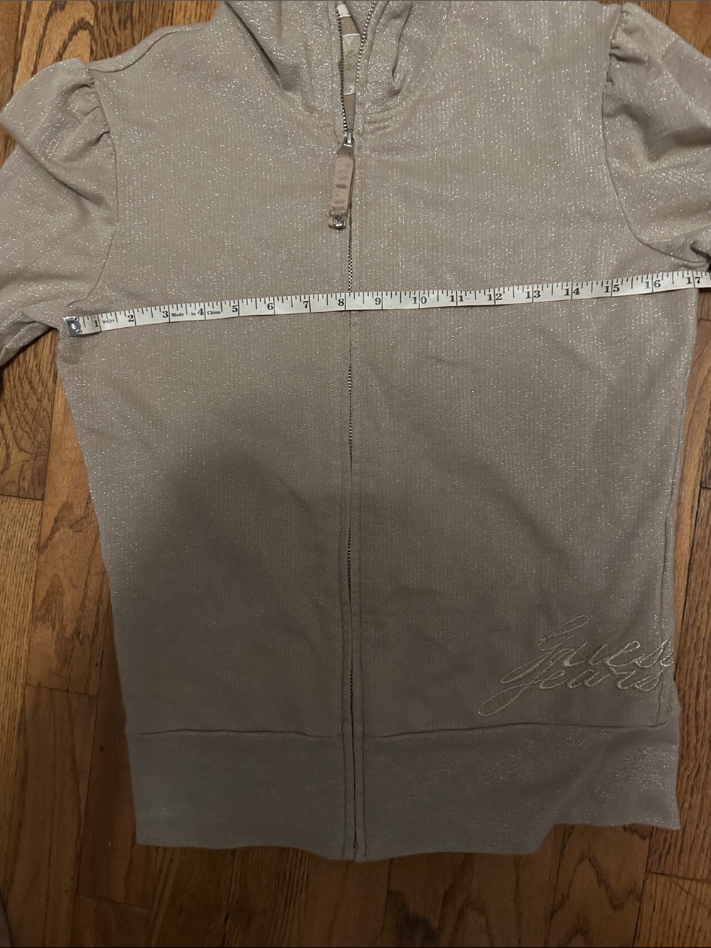 Guess Taupe lightweight Zip-Front Jacket with silvery shimmery threads - Picture 9 of 11
